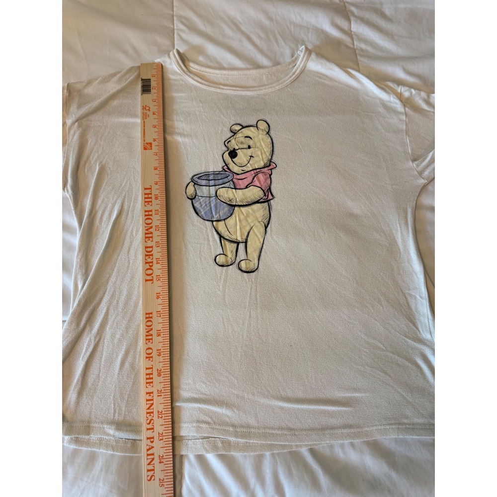 Disney 100 Winnie the Pooh Graphic T-Shirt Cream Short Sleeve Women M 8-10 - Picture 5 of 6